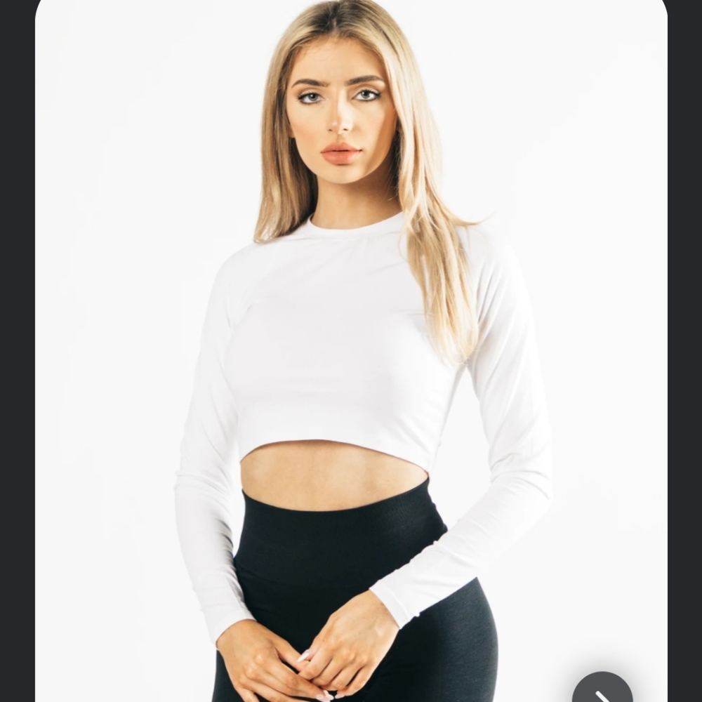 Aphalete Premium Long Sleeve Crop XS White
